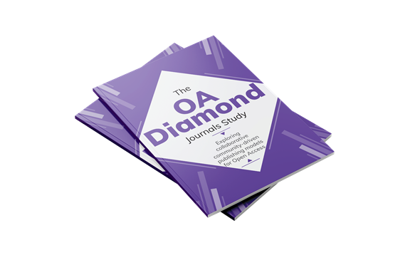 Cover A4-sized document with a purple cover and a white diamond in the centre with the text "The OA Diamond Journals Study""