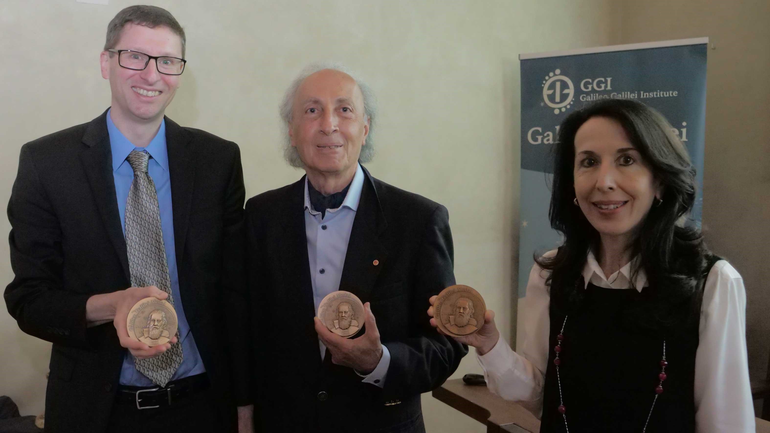 The Galileo Galilei Medal 2021 winners. From left to right: Frans Pretorius, Thibault Damour, and Alessandra Buonanno. Photo: INFN